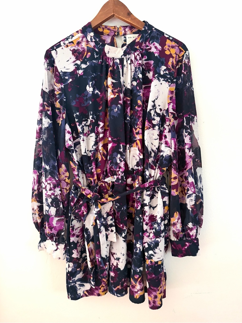 Lane Bryant Girl With Curves Blouse Long Sleeve Belted Tunic Top w/ Mock Neck 20
